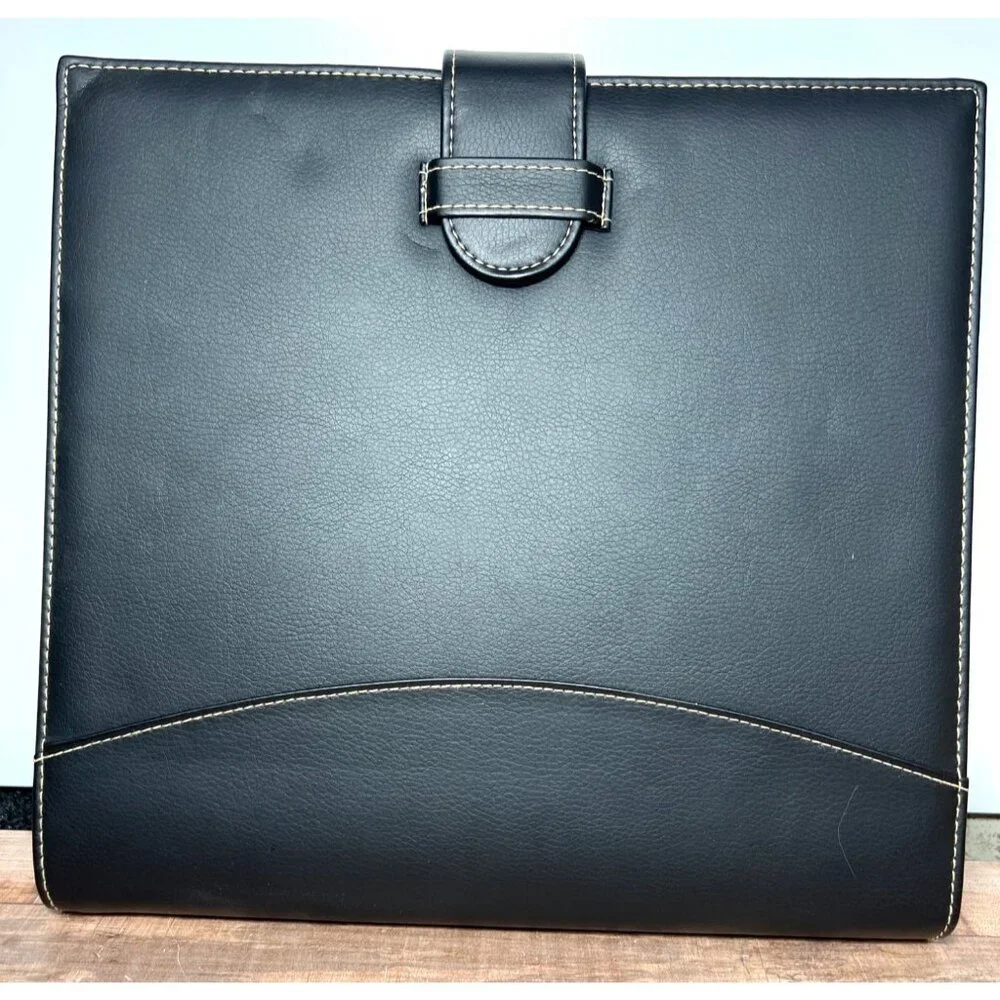 Professional Faux Leather 3-Ring Binder Portfolio Organizer With Tab Dividers